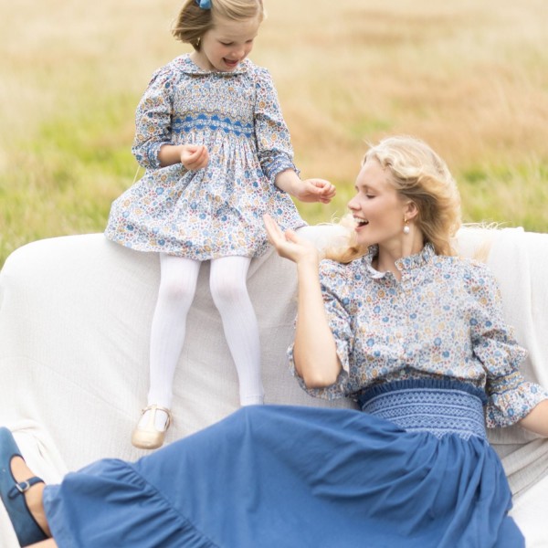 Antoinette Dress with Golden Dusk Hand Smocking Made With Liberty D’anjo