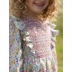 Anna Pavlova Dress Secret Garden Linen with Sweet William Hand Smocking