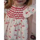 Indira Gandhi Flutter Dress Mon Cherry Cotton with a La Mode Hand Smocking