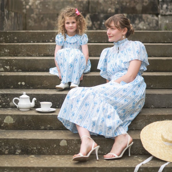 Katherine Johnson Dress Antoinette Stripe with Hint of Mischief Hand Smocking