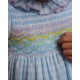 Katherine Johnson Dress Blue Sky Gingham with Rainbow Hand Smocking