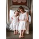 Memo Press x Smock London Girls Alice Dress Moonstone with Yellow Rose Hand Smocking