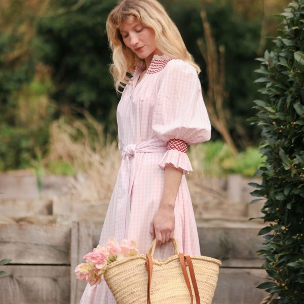Ada Lovelace Dress Sugar and Spice Gingham with Ruby Hand Smocking