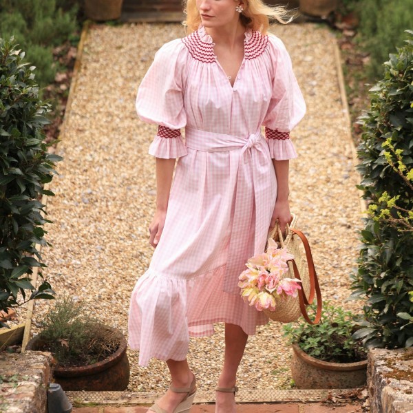 Ada Lovelace Dress Sugar and Spice Gingham with Ruby Hand Smocking