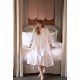 Bessie Coleman Women's Dress Moonstone Cotton with Kir Royale Hand Smocking