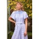 Colette Dress Passionflower Trellis with Delphinium Blue Hand Smocking