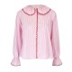 De Beauvoir Blouse Dolls House Stripe with Kiss Kiss Embroidery