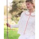 De Beauvoir Blouse Cherry Cheesecloth with Red Apple Embroidery