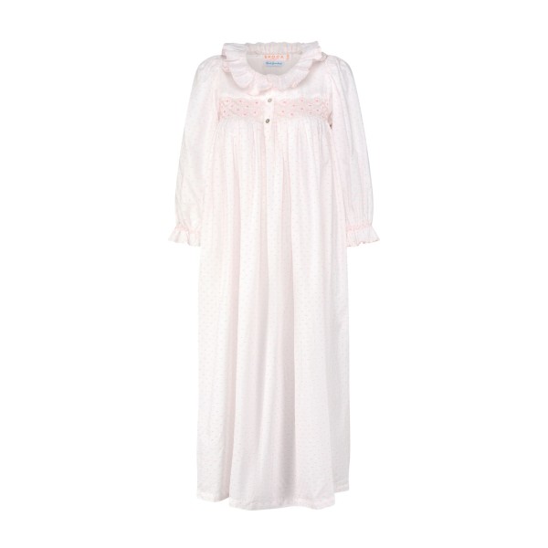 Nightingale Women's Dress Powder Puff Plumetti with Marshmallow Hand Smocking