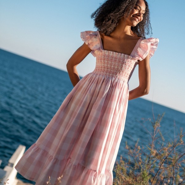 Rachel Carson Dress Candyfloss Gingham with Cocoloco hand Smocking