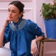Scholl Blouse Cobalt Linen with Vanilla Hand Smocking Edition 54