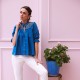 Scholl Blouse Cobalt Linen with Vanilla Hand Smocking Edition 54