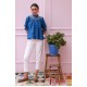 Scholl Blouse Cobalt Linen with Vanilla Hand Smocking Edition 54