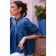 Scholl Blouse Cobalt Linen with Vanilla Hand Smocking Edition 54