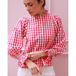 Shelley Blouse Raspberry Gingham with Milk Hand Smocking Edition 20 Shelley Blouse Raspberry Gingham with Milk Hand Smocking Edition 20