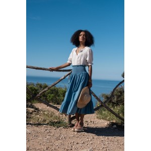 Sullivan Women's Skirt Chambray with Swedish Blue Hand Smocking Sullivan Women's Skirt Chambray with Swedish Blue Hand Smocking