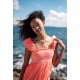 Wallis Simpson Dress Coral Dreams Organdie with Chantilly Hand Smocking
